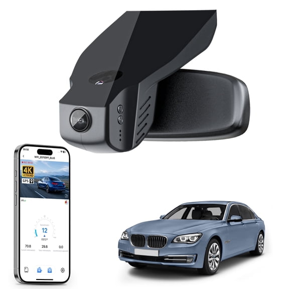 Mangoal 4K Dash Cam Starvis Sensor Fit for BMW 7 Series Gen5 F01 F02 F03 F04 2013 2014 2015(Model B), OEM Style, WiFi & APP, GPS, 64GB Card
