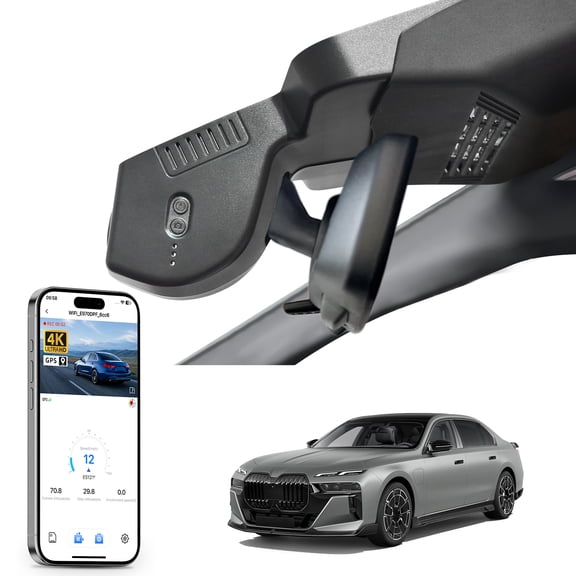 Mangoal 4K Dash Cam Starvis Sensor Fit for BMW 7 Series Gen7 G70 G73 2023 2024 2025 2026(Model B), OEM Style, WiFi & APP, GPS, 64GB Card