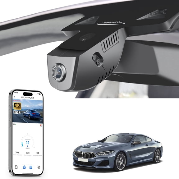 Mangoal 4K Dash Cam Starvis Sensor Fit for BMW 8 Series Gen2 G14 G15 G16 2020-2026(Model B), OEM Style, WiFi & APP, GPS, 64GB Card