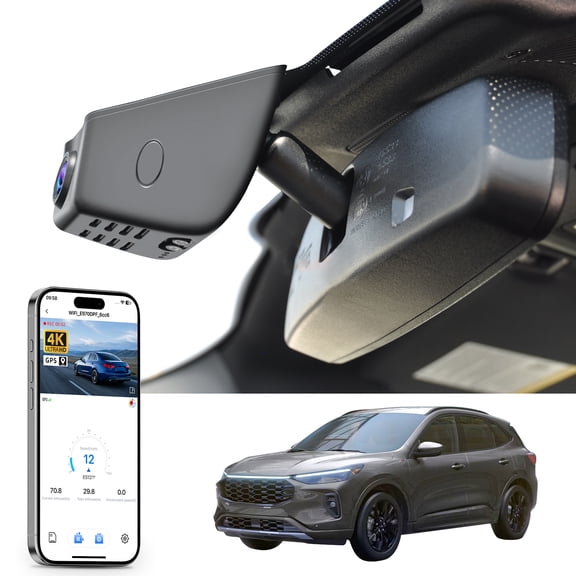 Mangoal 4K Dash Cam Starvis Sensor Fit for Ford Escape Gen4 2020 2021 2022 2023 2024 2025 2026, OEM Style, WiFi & APP, GPS, 64GB Card