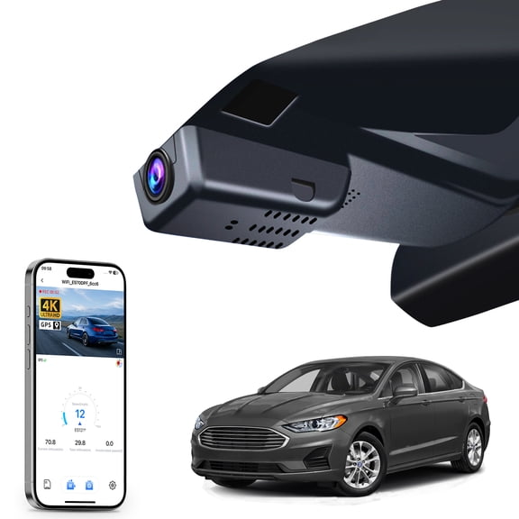 Mangoal 4K Dash Cam Starvis Sensor Fit for Ford Fusion 2013-2020 Gen2, S SE SEL Titanium Accessories, OEM Style, WiFi & APP, GPS, 64GB Card