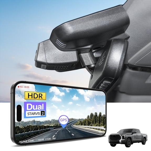 Mangoal 4K HDR Dash Cam STARVIS 2 IMX678 Fit for Toyota Tundra 2022-2026 & Sequoia 2023-2026, Limited SR SR5 TRD Pro Limited Platinum (Gen3), OEM Look, Loop Recording, GPS, 64GB Card