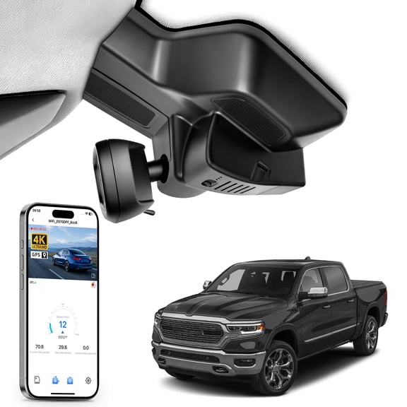 Mangoal 4K HDR Dash Cam STARVIS 2 IMX678 fit for Dodge RAM Gen5 RAM 1500 2025 2026 Mid-Term Facelift (Model G), OEM Look, 5G WiFi & App, GPS, 64GB Card