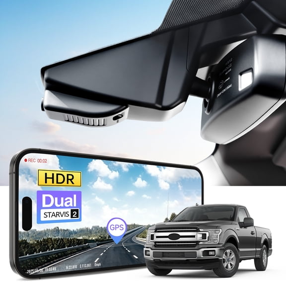 Mangoal 4K HDR Dash Cam STARVIS 2 IMX678 fit for Ford F150 2015-2020 F250/F350/F450 Super Duty 2017-2019 XLT Lariat King Ranch Raptor Limited Platinum Accessories (Model C), GPS, 64GB Card