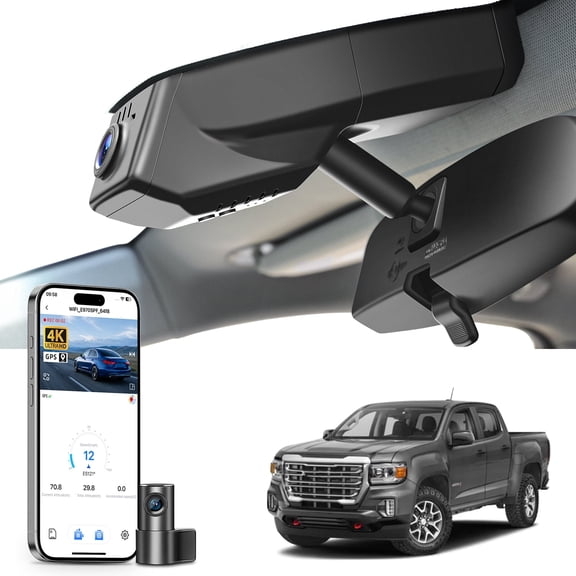 Mangoal Dash Cam 4K Front and Rear 1080p Starvis Sensor Custom Fit for GMC Canyon 2015-2022 WD Elevation AT4 Denali(Model A), OEM Look, UHD 2160P Video, GPS, 128GB Card