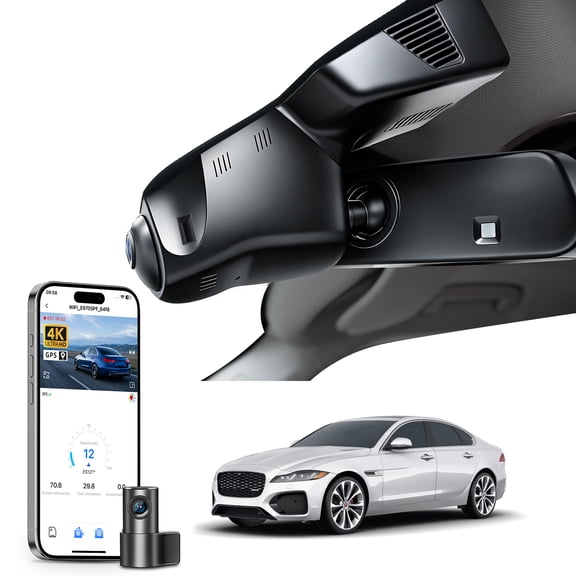 Mangoal Dash Cam 4K Front and Rear 1080p Starvis Sensor Fit for Jaguar XE X760 2016 2017 2018 2019 2020 2021 (Model A), OEM Style, WiFi & APP, GPS, 128GB Card