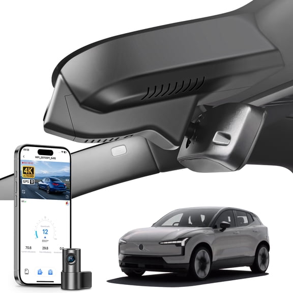 Mangoal Dash Cam 4K Front and Rear 1080p Starvis Sensor Fit for Volvo EX30 2025 2026, Twin Single Motor AWD RWD, UHD 2160P Video, WiFi & App, Easy to Install, GPS, 128GB Card