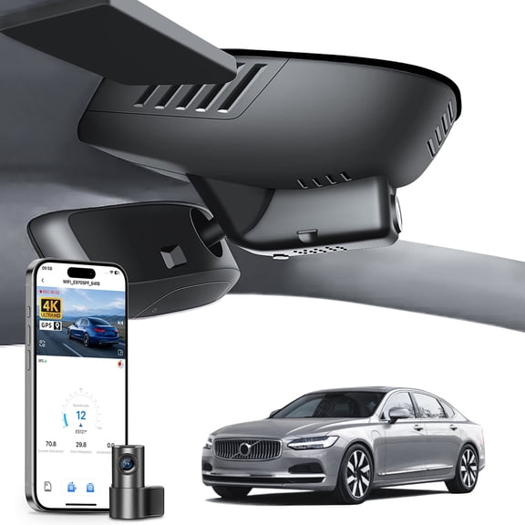 Mangoal Dash Cam 4K Front and Rear 1080p Starvis Sensor Fit for Volvo S90 & V90 Cross Country 2022-2024 (Model B), UHD 2160P Video, WiFi & App, Easy to Install, GPS, 128GB Card