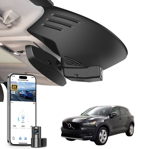 Mangoal Dash Cam 4K Front and Rear 1080p Starvis Sensor Fit for Volvo XC40 2019-2022 (Model A),T4 T5 Accessories, UHD 2160P Video, WiFi & App, Easy to Install, GPS, 128GB Card