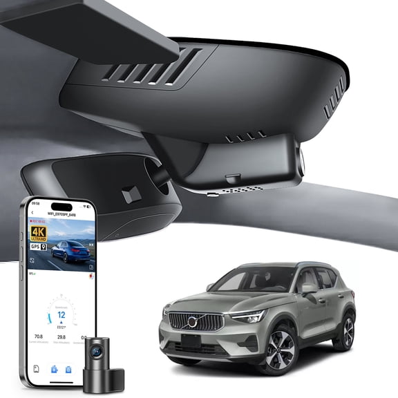 Mangoal Dash Cam 4K Front and Rear 1080p Starvis Sensor Fit for Volvo XC40 2023-2026 & XC40 Recharge 2021-2024 (Model B), B4 B5 T4 T5 P8 Accessories, GPS, 128GB Card