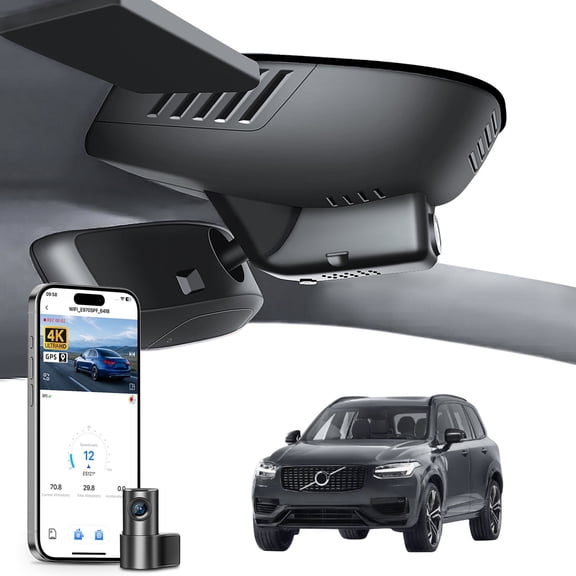 Mangoal Dash Cam 4K Front and Rear 1080p Starvis Sensor Fit for Volvo XC90 2023 2024 2025 2026(Model B), UHD 2160P Video, WiFi & App, Easy to Install, GPS, 128GB Card