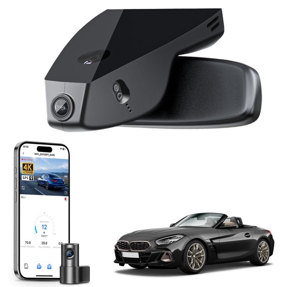 Mangoal Dash Cam 4K Front and Rear 1080p Starvis Sensor Fit for BMW Z4 G29 2019-2026(Model B), OEM Style, WiFi & APP, GPS, 128GB Card