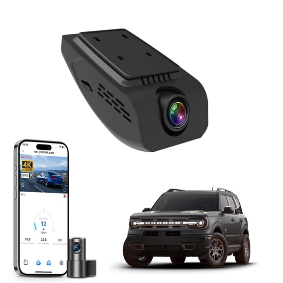 Mangoal Dash Cam 4K Front and Rear 1080p Starvis Sensor Fit for Ford Ford Bronco Sport 2021 2022 2023 2024, OEM Style, WiFi & App, GPS, 128GB Card