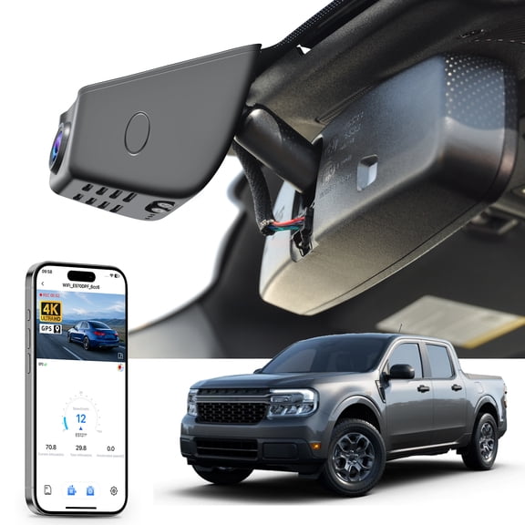 Mangoal Dash Cam Starvis Sensor 4K Front fit for Ford 1th Gen Maverick 2022 2023 2024 (Model A), G-Sensor, WiFi, GPS, App, 64GB Card