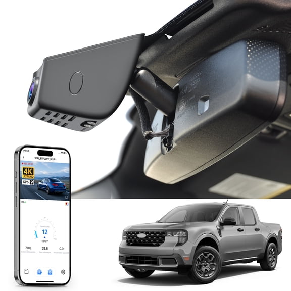 Mangoal Dash Cam Starvis Sensor 4K Front fit for Ford 1th Gen Maverick 2025 2026 (Model B), GPS, WiFi, G-Sensor, App, 64GB Card