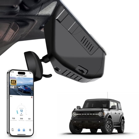 Mangoal Dash Cam Starvis Sensor 4K Front fit for Ford Bronco 2021-2024 2026(Model A), Not Compatible Bronco Sport, WiFi, App, 64GB Card