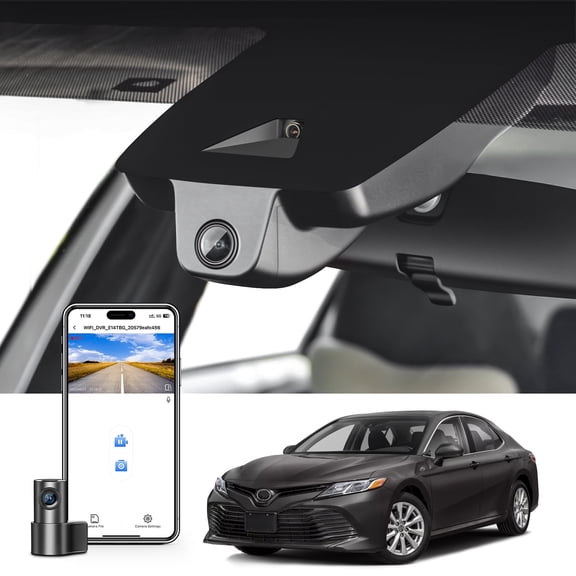 Mangoal Dash Cam Front 4K and Rear 1080P Custom fit for Toyota Camry & Camry Hybrid 2018 2019 2020 (Model B), LE L XLE SE XSE Sedan 4D, Integrated OEM Look, App & WiFi, 128GB Card
