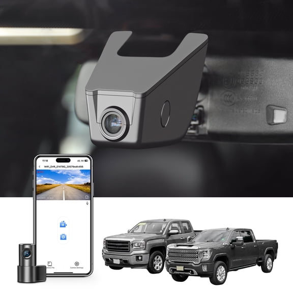 Mangoal Dash Cam Front 4K and Rear 1080P fit for GMC Sierra Select 1500 2014-2021, Select 2500/3500 2015-2023 (Model E), NO Vehicle Sensor Cover, WiFi & APP, GPS, 128GB Card