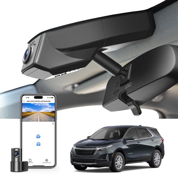 Mangoal Dash Cam Front 4K and Rear 1080p Custom Fit for Chevy 3th Gen Equinox 2018-2024(Model B), OEM Look, WiFi & App, G-Sensor, Loop Recording, GPS, 128GB Card