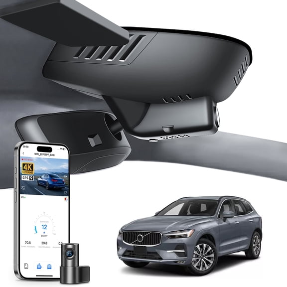 Mangoal Dash Cam Front 4K and Rear 1080p Custom Fit for Volvo XC60 2022 2023 2024 2025 2026 (Model D), B5 B6 T8 Accessories, OEM Look, WiFi & App, G-Sensor, Easy to Install, 128GB Card