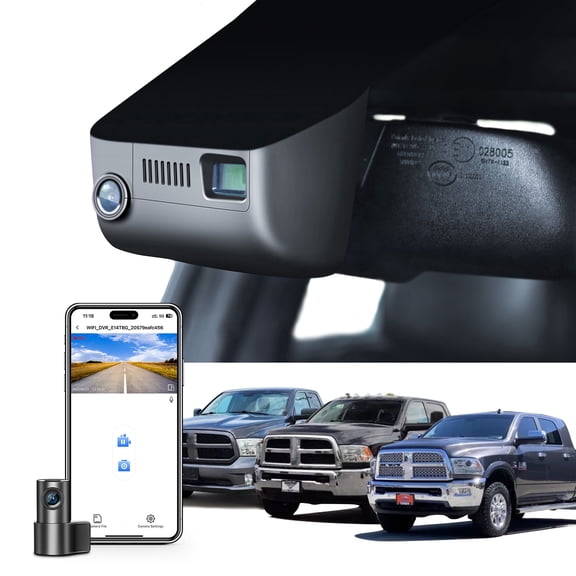 Mangoal Dash Cam Front 4K and Rear 1080p Fit for 4th Gen Dodge RAM 1500/2500/3500 2013-2018 (Model C), OEM Look, UHD 2160P Video, WiFi & App, 128GB Card