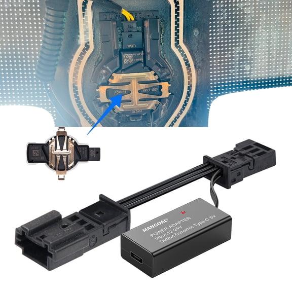 Mangoal Dashcam Power Adapter Custom for Ford 3 Pin (Model C) for F150 F250/350 Mustang Explorer Lincoln Various Models, Connect Rainfall Sensor (Hidden)