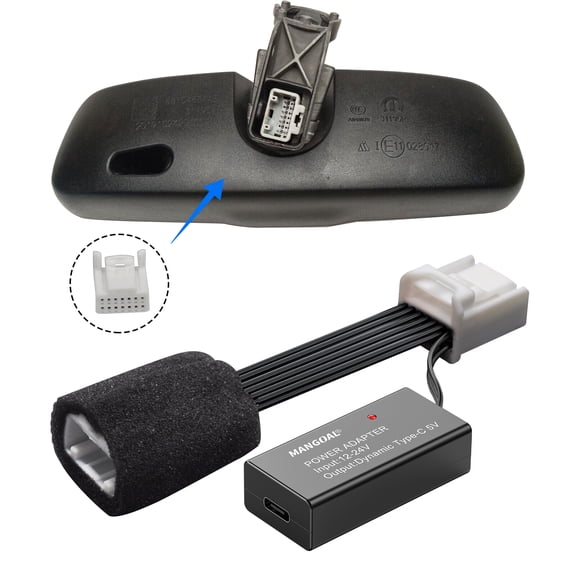 Mangoal Dashcam Power Adapter Custom for Chrysler 14-Pin (Model B) for Ram Jeep Compass Wagoneer & More, Connect Rearview Mirror Plug (Hidden)