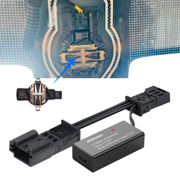 Mangoal Dashcam Power Adapter Custom for Chrysler 3-Pin (Model C) for RAM Dodge Jeep and etc,Hide The Wires, Connect Rainfall Sensor (Hidden)