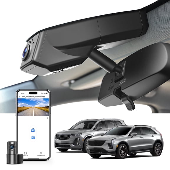 Mangoal Front 4K & Rear 1080p Dash Cam Custom Fit for Cadillac XT5 2017-2019 (Model B), UHD 2160P Video, WiFi, App, Loop Recording, GPS, 128GB Card