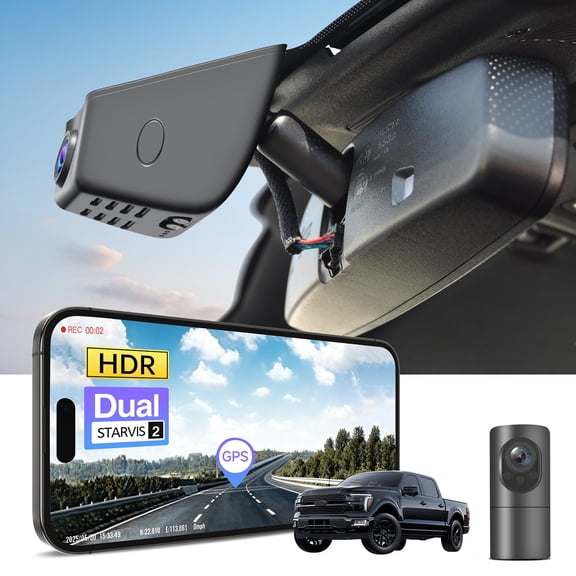 Mangoal Front 4K and Rear 1080p Dash Cam, Dual STARVIS 2 Fit for Ford F150 2018-2026 F250/F350/F450 Super Duty 2020-2026 (Model A), GPS, 128GB Card