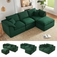 thumbnail image 1 of Mangodan 112" L shaped Cloud Sectional Boneless Couch,  Modular Sectional Sofa with Convertible Ottoman, No Assembly, Green, 1 of 9