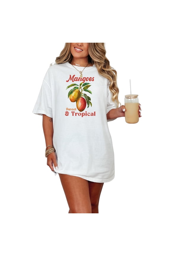 Mangoes Sweet Tropical T-Shirt, Cute Summer Graphic Tee, Fruit Themed Shirt, Vibrant Design, Casual Wear, Unisex Fit, White Comfort Colors T-Shirt, 3XL