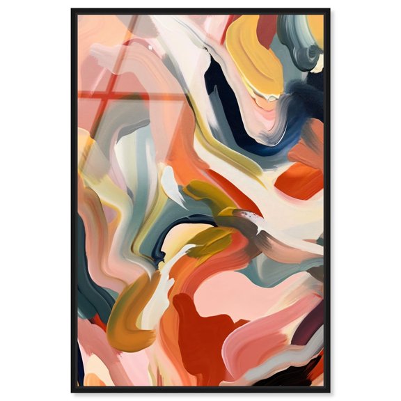 Mangos Framed High-Gloss Acrylic Glass Wall Art Sunset Abstract Wall Art by Art Remedy, Black Frame, 20 x 30