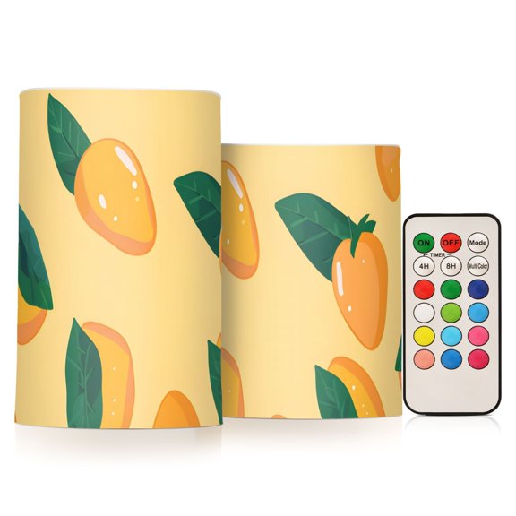 Mangos Leaves Flickering Flameless Candles LED Tealight Battery Operated with Remote Set of 2 Holiday Decor Ornaments