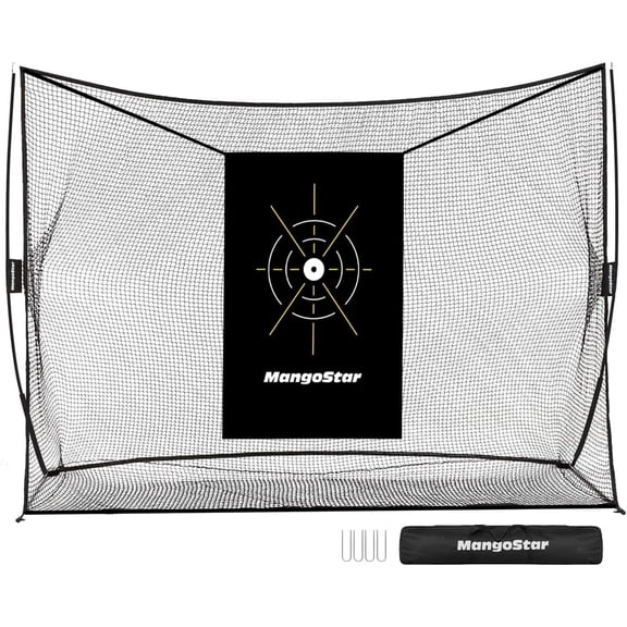 Mangostar Golf Net, 10x7ft Heavy Duty Golf Practice Net for Backyard Driving Real Golf Balls with Target Cloth and Carry Bag, Indoor Outdoor Golf Hitting Training Set Ideal Gift for Golfers