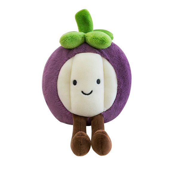Mangosteen Fruit Plush Toy Soft Purple Berry Stuffed Animal Cute Food Themed Cuddle Pillow Creative Kitchen Dining Room Decor and Unique Gift Purple