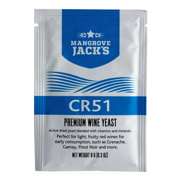 Mangrove Jacks Premium Wine Yeast CR51 8g treats 23L Light, Fruity Red Wines