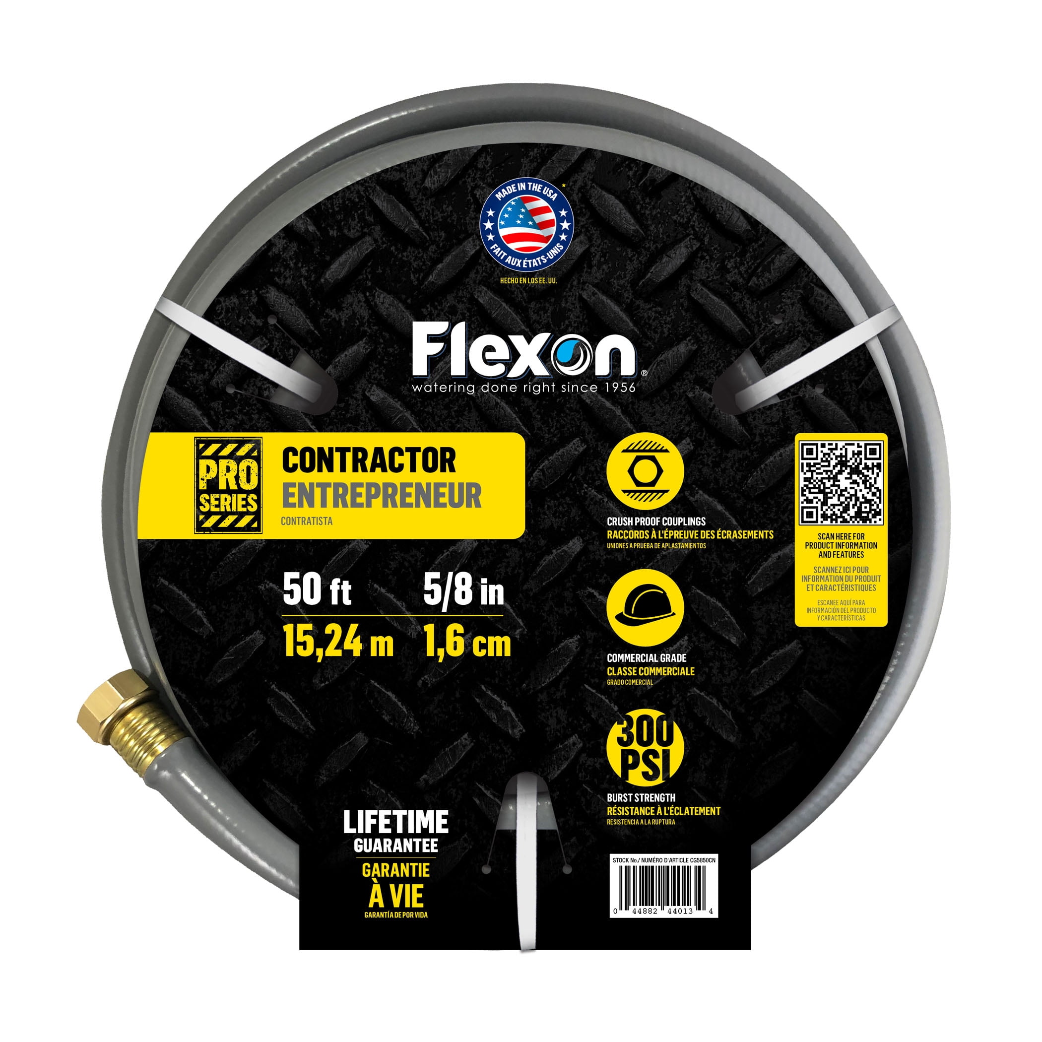 Garden Hose Contractor 5/8" X 50', Gray Color. . Flexon Brand