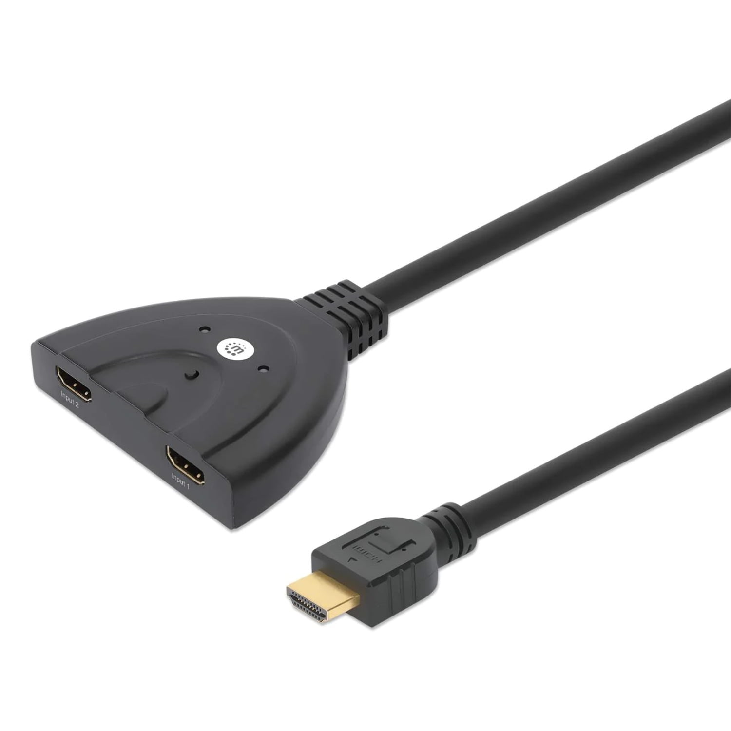 Manhattan 1080p 2Port HDMI Switch Integrated Cable, Black for