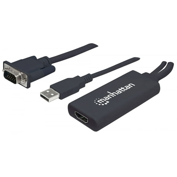 Manhattan VGA and USB to HDMI Converter, 1080p@60Hz, 24-bit color depth