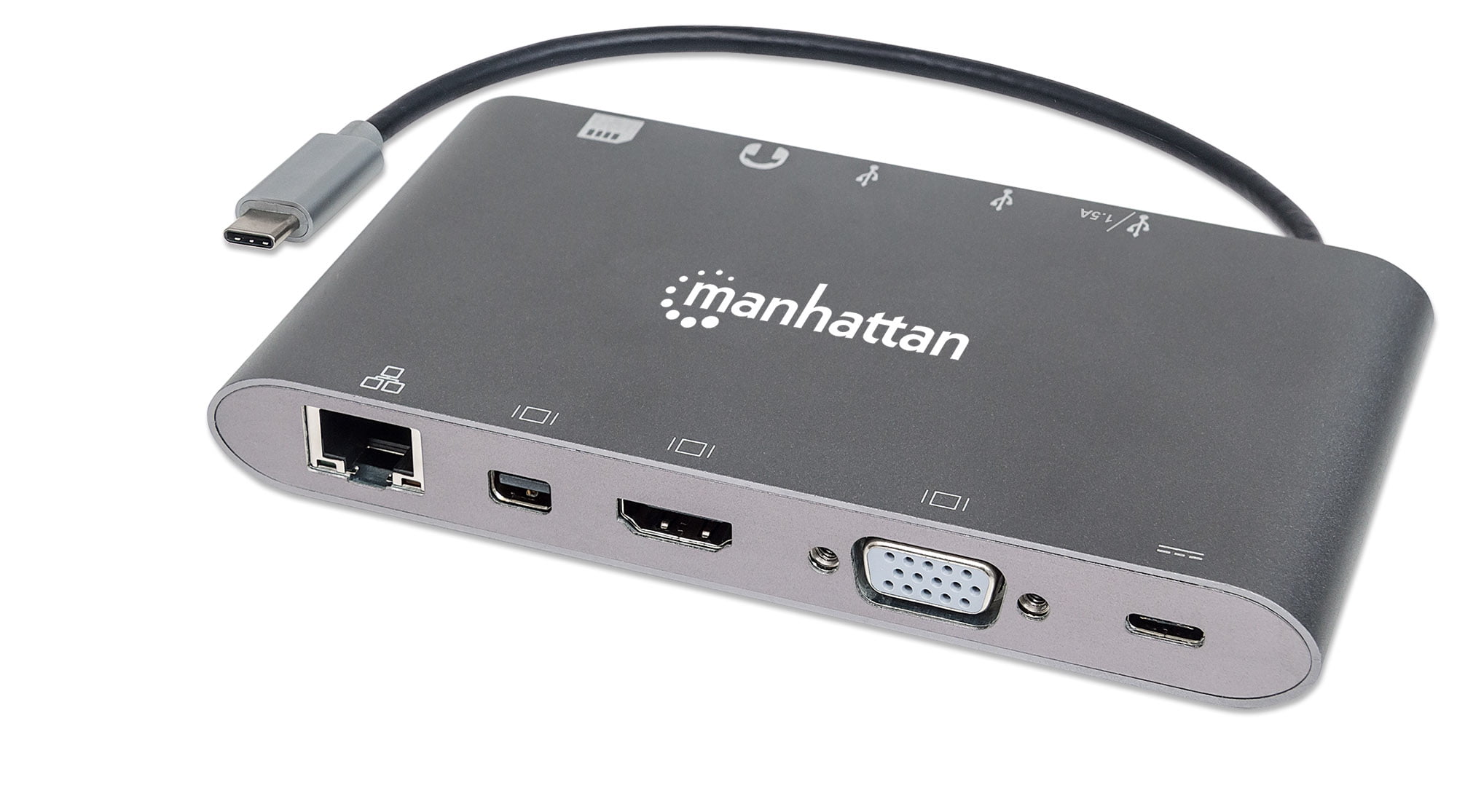 Manhattan 152808 SuperSpeed USB-C to 7-in-1 Docking Station