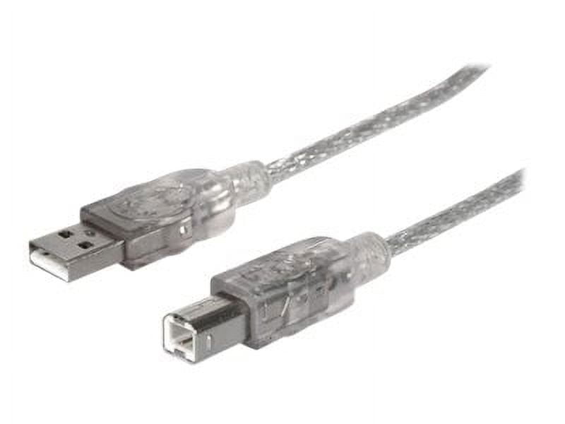 Manhattan Hi-Speed USB 2.0 A Male to B Male Device Cable 16' Translucent Silver