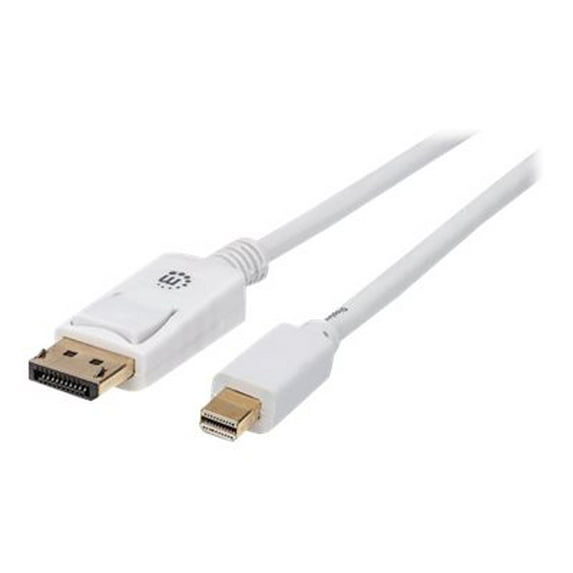 Manhattan 324748 6ft Mini DisplayPort to DisplayPort M/M Monitor Cable, White