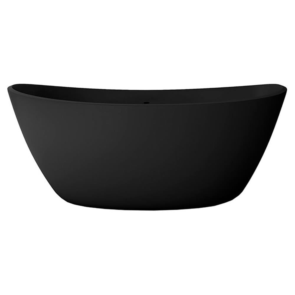 Manhattan 64" Matte Black Stone Freestanding Double Slipper Bathtub