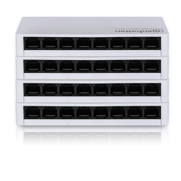 Manhattan 8-Port Gigabit Ethernet Desktop Wall Mount Network Switch | 4-Pack | Plug Play | Fanless