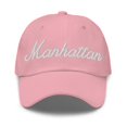 thumbnail image 1 of Manhattan Baseball Cap Manhattan Dad Hat Bold Script Pennsylvania PA Hat Embroidered Souvenir Gift Pink, 1 of 2