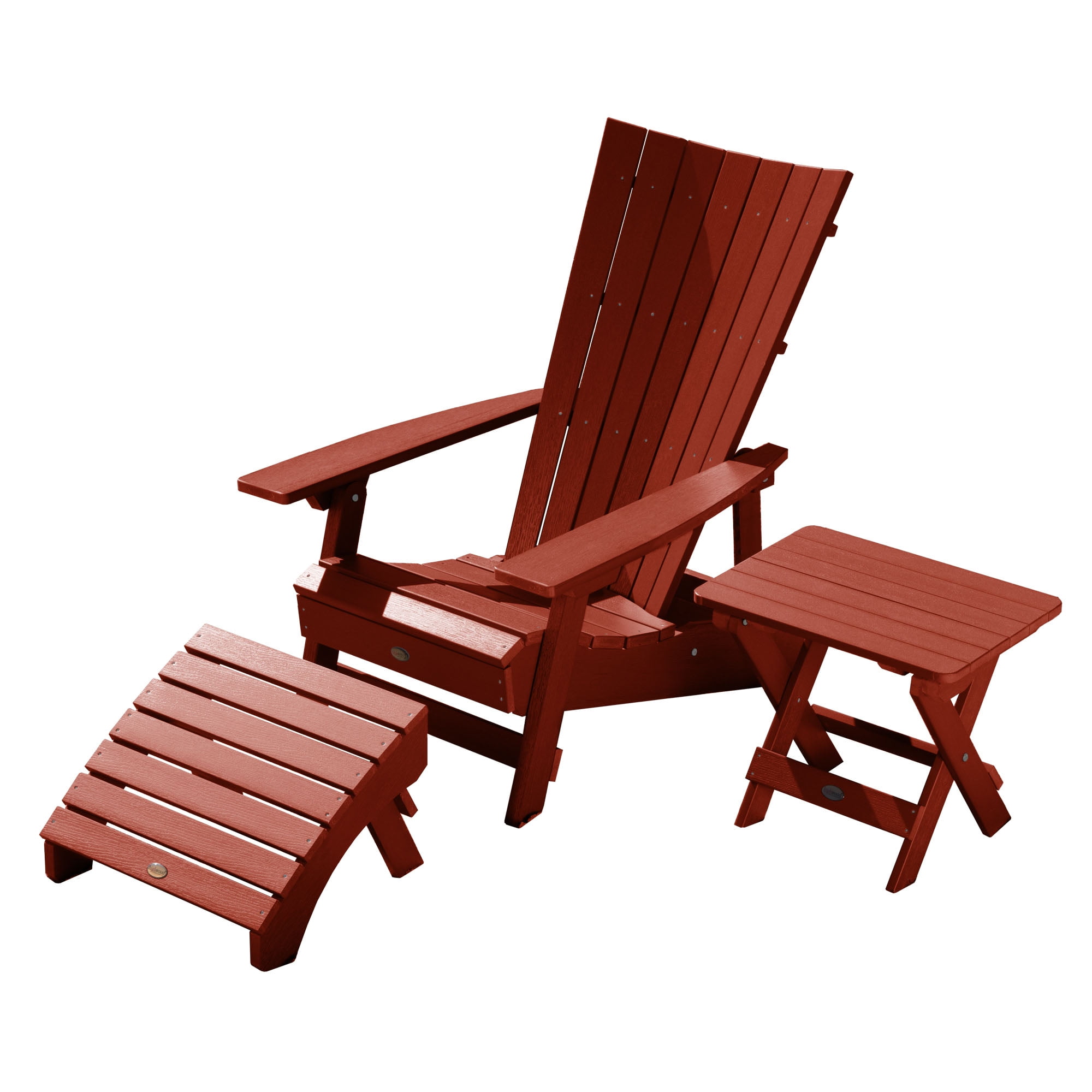 Rustic Red Folding Adirondack Chair with Eco-Friendly Plastic Design