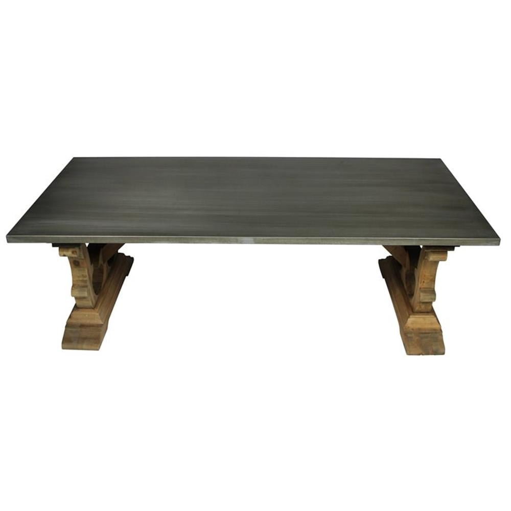 Manhattan Beach Solid Pine Cocktail Table with Zinc Surface