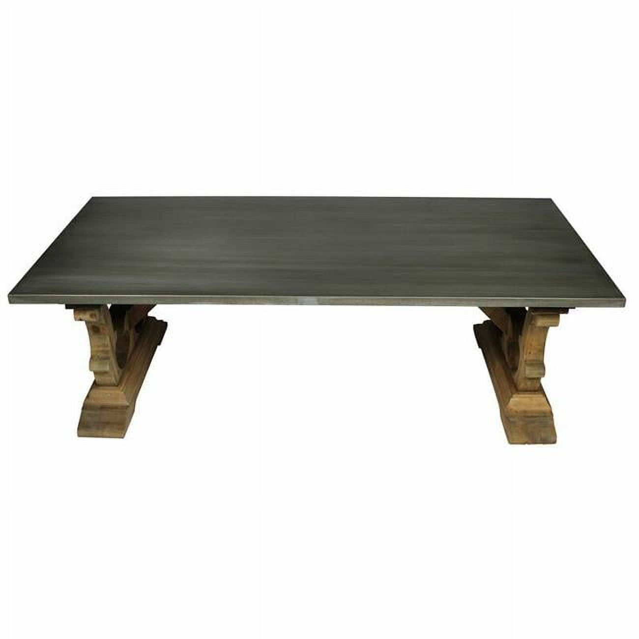 Manhattan Beach Solid Pine Cocktail Table with Zinc Surface