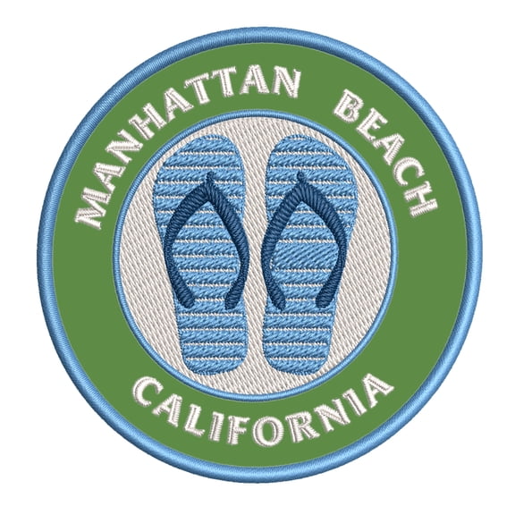 Manhattan Beach, California 3.5 Inch Iron Or Sew On Embroidered Fabric Badge Patch Ocean Beach, Salt Life Iconic Series